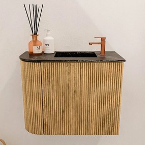 Mondiaz Joya DLux 50cm toiletmeubel ronding links oak met wastafel faye rechts 1 kraangat lava