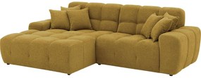 Goossens Excellent Bank Kubus - 30 X 30 Cm Stiksel geel, stof, 1,5-zits, modern design met chaise longue links