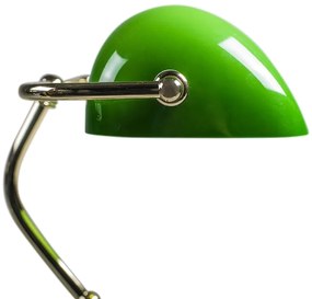 Klassieke tafellamp/notarislamp messing met groen glas - Banker