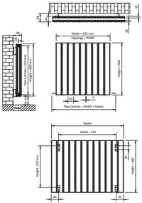 Eastbrook Hadleigh radiator 65x60cm aluminium 1055W zwart mat