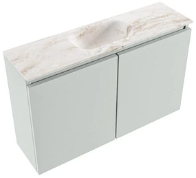 Mondiaz Ture DLux toiletmeubel 80cm greey met wastafel frappe midden met kraangat