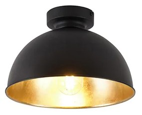 Industriële plafondlamp zwart met goud 28 cm - Magnax
