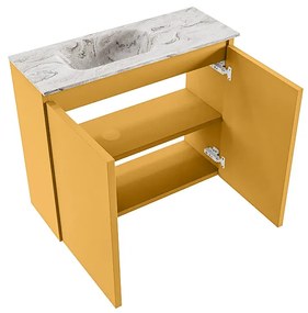 Mondiaz Ture DLux toiletmeubel 60cm ocher met wastafel glace links met kraangat