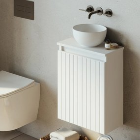 Fontana Bano toiletmeubel ribbelfront mat wit 40x22cm met mat witte waskom
