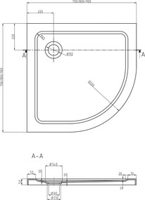 Mexen Rio halfronde douchecabine 90 x 90 cm, transparant, chroom + Flat douchebak, wit - 863-090-090-01-00-4110