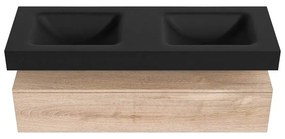 Zaro Alan badmeubel 140cm washed oak 1 lade met vrijhangende wastafel cloud dubbel zonder kraangat urban