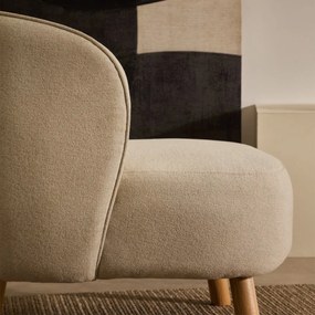 Kave Home Ulit Fauteuil Beige Chenille Met Houten Pootjes
