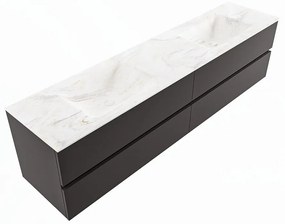 Mondiaz Vica DLux badmeubel 200cm dark grey 4 lades met wastafel ostra dubbel zonder kraangat