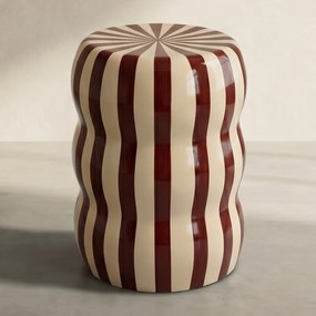 Hoogglans Bijzettafel Beige Rood - 28 X 28cm.