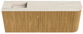 Mondiaz Joya DLux 110cm toiletmeubel ronding rechts oak met wastafel faye links 1 kraangat meli
