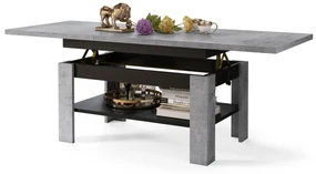 RIO Millennium Beton/Zwart Mat - KOFFIETAFEL, UITSCHUIFBAAR MET HEFFUNCTIE VOOR HET BLAD