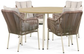 Tuinset Ronde Tuintafel 4 personen 125 cm Aluminium/Rope Taupe  De Laan Projects