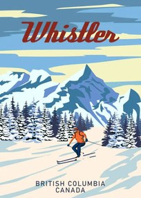 Ilustratie Whistler Travel Ski resort poster vintage., VectorUp