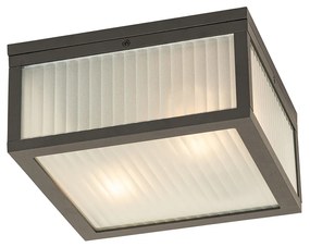 Smart buiten plafondlamp zwart met ribbel glas incl. Wifi A60 - Charlois