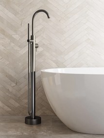 Saniclear Iron Curved vrijstaande badkraan verouderd ijzer - gunmetal