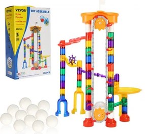 VEVOR 153-delige knikkerbaanset met gemotoriseerde lift, met 30 plastic knikkers, knikkerdoolhof, bouwstenenpuzzelspel, educatief leerzaam racebaan STEM-speelgoed, voor kinderen vanaf 3 jaar