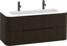 Saqu Olivo badmeubel incl. keramische wastafel 120x45x53,7 fineer charcoal ribbel - mat zwarte greep