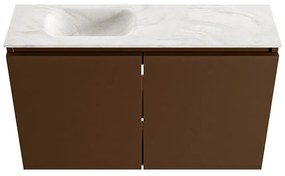 Mondiaz Ture DLux toiletmeubel 80cm rust met wastafel ostra links zonder kraangat