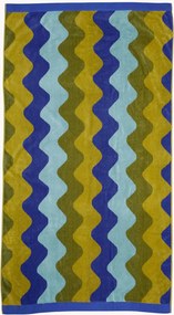 Katoenen velours jacquard strandhanddoek Waves met badstof achterzijde