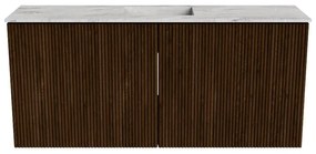 Mondiaz Joya DLux 90cm toiletmeubel walnut met wastafel faye midden zonder kraangat glace