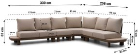 Hoek loungeset 6 personen Aluminium/Rope /Ceramic stone Taupe  Santika Furniture Santika