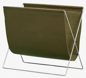 Scheefstaande Vloertijdschriftenhouder Van Leer En Roestvrij Staal Dravena Leger Groen - Sklum