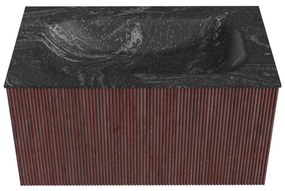 Mondiaz Kurve-dlux 80cm badmeubel ruby met 1 lade en wastafel big small midden zonder kraangat lava