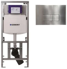 Geberit Inbouwreservoir - UP320 - QeramiQ metal bedieningsplaat - dualflush - rechthoekige knoppen - metaal RVS SW706195 0701131