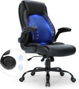 VEVOR Bureaustoel PU Leer Zwart Directiestoel met Hoogteverstelling 0-100 mm, Bureau Draaistoel, Draagvermogen 136,07 kg, Directiestoel Bureaustoel Draaistoel Bureaustoel Bureaustoel