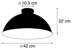 Plafondlamp zwart met goud 42 cm verstelbaar - Magnax Industriele / Industrie / Industrial E27 rond Binnenverlichting Lamp