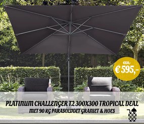 TROPICAL DEAL - Challenger T2 300x300 cm antraciet met parasolvoet 90kg en hoes