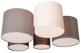 Plafondlamp wit grijs en bruin 5-lichts - Multidrum