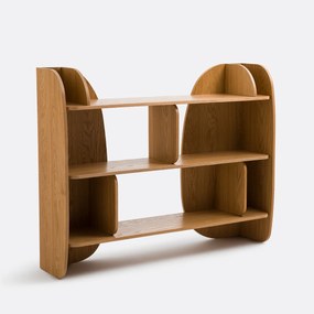 Lage boekenkast met 8 nissen, eikenfineer, Gorman