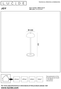 Lucide Joy oplaadbare lamp 1.5W 30x12cm wit