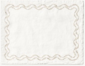 Handgeborduurde placemats Ivy van gewassen linnen, 2-delig