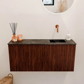 Mondiaz Joya DLux 90cm toiletmeubel ruby met wastafel faye rechts zonder kraangat lava