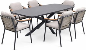 Sayanora Nova dining tuinset 240x110xH74 cm 7 delig antraciet keramiek