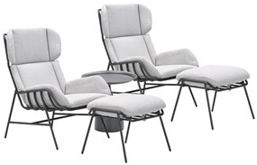 Garden Impressions Fresno loungestoelen donker grijs - Mati bijzettafel Ø50x48 cm