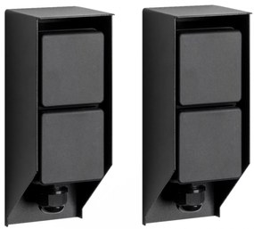 Set van 2 Tuinstopcontact Double Wall buitenstopcontact zwart