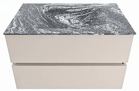 Mondiaz Vica DLux badmeubel 80cm linen 2 lades met wastafel lava midden zonder kraangat