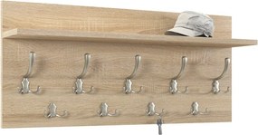 FINLO Sonoma Eik / Grepen Satijn Nikkel - MODERNE MUURHANGER MET PLANK VOOR IN DE GANG 90 cm