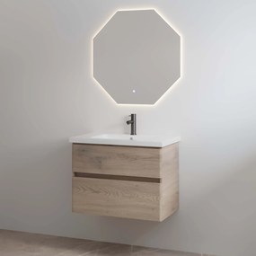 Best Design Quick badmeubel bruin eiken 65cm en wastafel wit glans