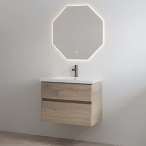 Best Design Quick badmeubel bruin eiken 80cm en wastafel wit glans