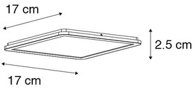 Plafonnière wit 17cm incl. LED 3-staps dimbaar IP44 - Steve Modern IP44 vierkant Binnenverlichting Lamp