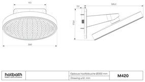 Hotbath Cobber M420 opbouw hoofddouche 30cm geborsteld messing PVD