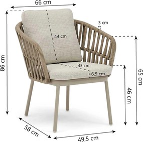Tuinset 6 personen 180 cm Rope Zand/Beige Coco Elara/Fungo