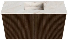 Mondiaz Joya DLux 70cm toiletmeubel walnut met wastafel faye midden 1 kraangat frappe