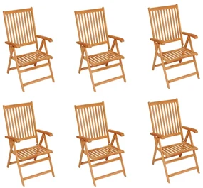 vidaXL Tuinstoelen 6 st met rode kussens massief teakhout