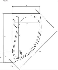 Badstuber Santorini asymmetrisch hoekbad 153x98cm wit rechts
