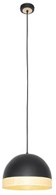 Oosterse hanglamp zwart met rotan 30 cm - Magna RotanOosters E27 rond Binnenverlichting Lamp